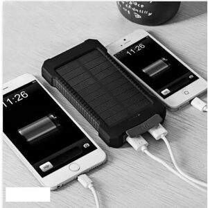 Power Bank Solar Charger Powerbank med solceller - 20.000 mAh - Sort