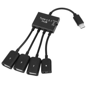 Shoppo Marte Portable USB-C / Type-C Male to 3 USB Ports Female + Micro USB Female Power Charging OTG HUB Cable Connector Splitter