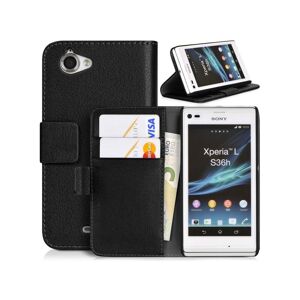 Caseonline Wallet 2-Kort Til Sony Xperia L (C2105) : Farve - Sort