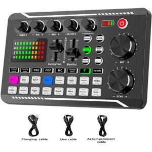 High Discount F998 Bluetooth-kompatibel Lydkort Mixer Kit Studio optagelse telefon computer Live Audio Pc Voice Mixing Consoleforstærker sort