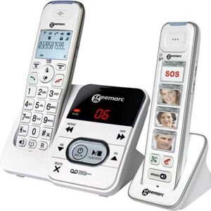 Geemarc DUO - DECT-telefon - Wit - Med svarapparat en PhotoDECT - højttalertelefon