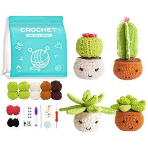 My Store 4pcs /Set Large Cactus  Crochet Starter Kit for Beginners with  Step-by-Step Video Tutorials