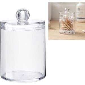 shopnbutik Transparent Round Plastic Cosmetic Box Cotton Swab Storage Box