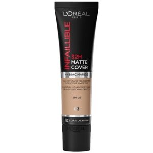 L'OREAL PARIS Ufejlbarlig 32H Matte Cover Foundation langtidsholdbar matterende foundation 110 Cool Undertone/Rose Vanila 30ml