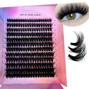 NSF 240 pieces DIY 5D Fluffy Lash Clusters 100D Thick Eyelash Clusters CC Curl Wispy Individual lashes 10-20mm Cluster eyelash extensions