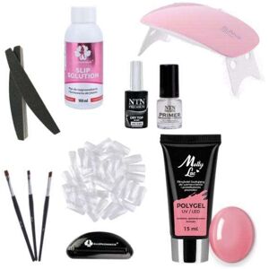 Mollylac 11st Acrylic Gel - Poly Builder Gel Kit med Led-lampa - Peony