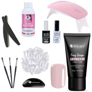 Silcare 11st Acrylic Gel - Poly Builder Gel Kit med Led-lampa - Light pink