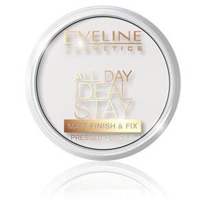 Eveline Cosmetics Hele dagen Ideelt ophold Mat Finish&Fix Presset Pulver, matterende og fikserende ansigtspudder 60 Hvid 12g