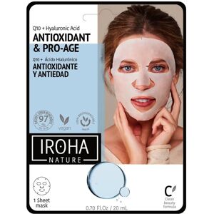 IROHA NATURE Antioxidant & Pro-Age Tissue Face Mask anti-aging sheet mask med coenzym Q10 og hyaluronsyre 20ml