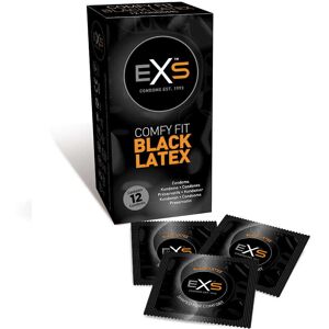 EXS Comfy Fit Black Latex Condoms sorte latex kondomer 12 stk.