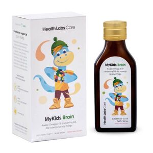 HealthLabs MyKids Brain Omega 3 og 9 syrer med vitamin D3 til udvikling og funktion af barnets hjerne kosttilskud Hindbær 100ml