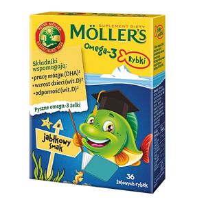 Möller's Omega-3 Fiskegele med omega-3 syrer og D3-vitamin til børn Æble 36 stk.