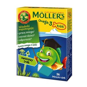 Möller's Omega-3 Fiskegele med omega-3 syrer og D3-vitamin til børn Frugtagtig 36 stk.
