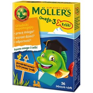 Möller's Omega-3 Fiskegele med omega-3 syrer og D3 vitamin til børn Appelsin og citron 36 stk.