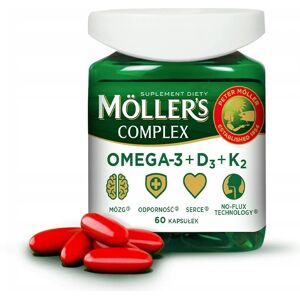 Möller's Kompleks Omega-3 + D3 + K2 kosttilskud 60 kapsler