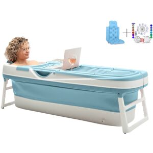 HelloBath Foldebadekar til voksne - Blå  - 157cm - Ekstra lang - Inkluderende badepude &amp; Opbevaring Cover