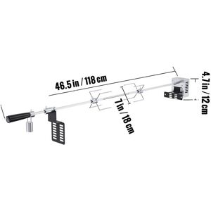 SupplySwap Grill Rotisserie Kit, 9W Motor, Rustfrit Stål, 32 39 tommer