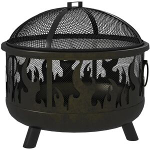 Rootz Living Rootz Grillstativ - Ildskål - Inklusiv gnistbeskytter - Fire Pit - 1 Poker - Praktisk Grill - 2-i-1 Design - Stål - Sort - Ø61 x 55H cm