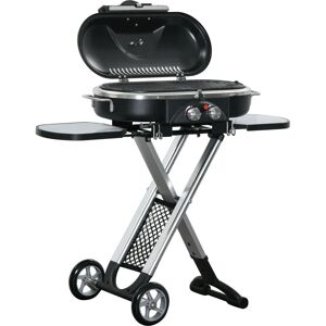 Rootz Living Rootz Gasgrill - Foldebakke - Fedtopsamler - Rustfrit aluminium - Propan-butan - Campingpatroner - Gasregulator - Rustfrit stål - Sort-sølv - 100L x 4