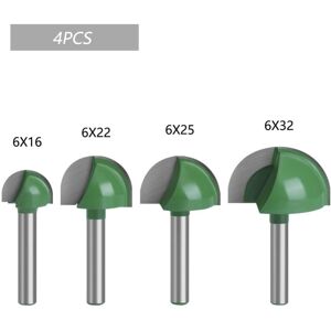 High Discount 4 stk Tungsten stållegering 6mm Shank Diameter Router Bit Round Nose Semiciering Træarbejde værktøj