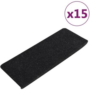 vidaXL selvklæbende trappemåtter 15 stk. 65x24,5x3,5 cm antracitgrå