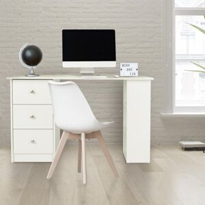 ECD-Germany ML-Design skrivebord med 3 skuffer og 3 hylder, opbevaring, hvid, 120x49x72 cm, Computer bord Office-bord Desk laptop bord opbevaring hylde PC bord