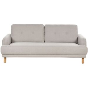 Beliani Sofa Taupe Polyester 3 Personers Tyk Polstret Dyb Blød Stofsofa til Stuen Vintage Retro Inspiration Stue Møbel Moderne