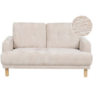 Beliani Sofa Beige Boucle 2 Personers Tyk Polstret Dyb Blød Stofsofa til Stuen Vintage Retro Inspiration Stue Møbel Moderne