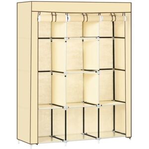 Rootz Living Rootz stofskab - Opbevaringsløsning til skab - 8 hylder - 2 tøjstænger - Ikke-vævet stof - Plastik - Beige - 125L x 43W x 162,5H cm