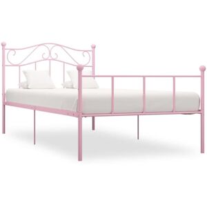 vidaXL sengestel 90x200 cm metal pink change1