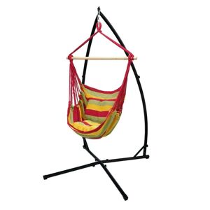 ECD-Germany Hængende stol hængende stol hængende swing rød / gul / orange + hængekøje stol ramme stel