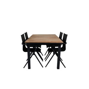 ebuy24 Mexico havesæt bord 90x160/240cm og 4 stole Alina sort, natur.