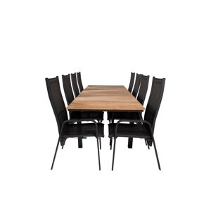 ebuy24 Mexico havesæt bord 90x160/240cm og 8 stole Copacabana sort, natur.