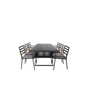 ebuy24 Dallas havesæt bord 90x193cm og 6 stole Brasilia sort.