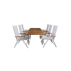 ebuy24 Panama havesæt bord 90x160/240cm og 6 stole Panama hvid, natur.