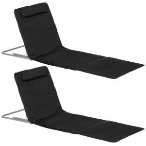 Rootz Living Rootz Beach Lounger - Sun Lounger - Have Lounger - Foldebar justerbar ryglæn - Sidelomme - PE stof - EPE Uld - Sort - 48cm x 134cm x 33-43cm