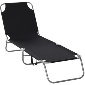 Rootz Living Rootz Sun Lounger - Sammenklappelig liggestol - Justerbart ryglæn - Rustfast - Oxford - Metalramme - Sort - 187 x 55 x 24 Cm