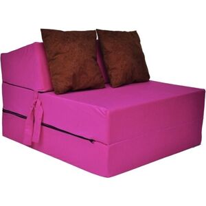 Viking Luksus gæstemadras - pink - campingmadras - rejsemadras - foldbar madras - 200 x 70 x 15 - med brune puder