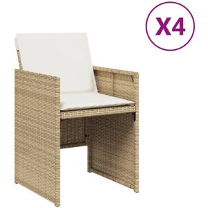 vidaXL havestole 4 stk. med hynder polyrattan beige