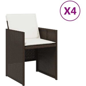 vidaXL havestole 4 stk. med hynder polyrattan brun