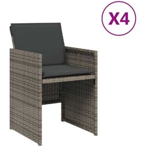 vidaXL havestole med hynder 4 stk. polyrattan grå