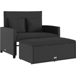 vidaXL 2-personers havesofa med hynder polyrattan sort