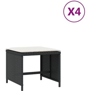 vidaXL haveskammel med hynder 4 stk. 40x40x35 cm polyrattan sort