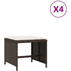 vidaXL haveskamler 4 stk. med hynder 41x41x36 cm polyrattan brun