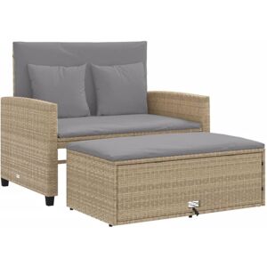 vidaXL 2-personers havesofa med hynder polyrattan beige