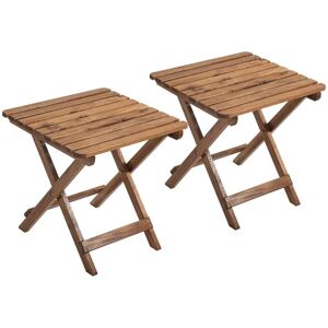 Rootz Living Rootz Foldebord - Sidebord - 2 sæt Haveborde - Sammenklappeligt Campingbord - Bord Til Have & Balkon - Akacietræ - Teaktræ - 45 x 45 x 45 cm