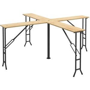 Rootz Living Rootz Picnic Bord - Udendørs klapbord - Op til 20 personer - Vejrbestandig - Metalgran Træ - Natursort - 2,4x2,4x1m