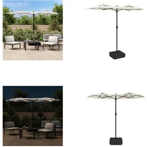 vidaXL parasol med dobbelt parasoldug og LED-lys 316x240 cm sandhvid - Parasol - Parasoller - Haveparasol - Haveparasoller