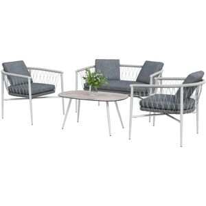 Rootz Living Rootz Havesæt - 4 stykker - Gyngefunktion - Sædehynder - Polyrattan - Metalramme - Grå - 68W x 68D x 67H cm