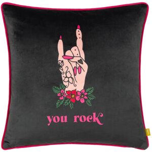 Furn Inked You Rock Piping Detail Velvet Cushion Cover